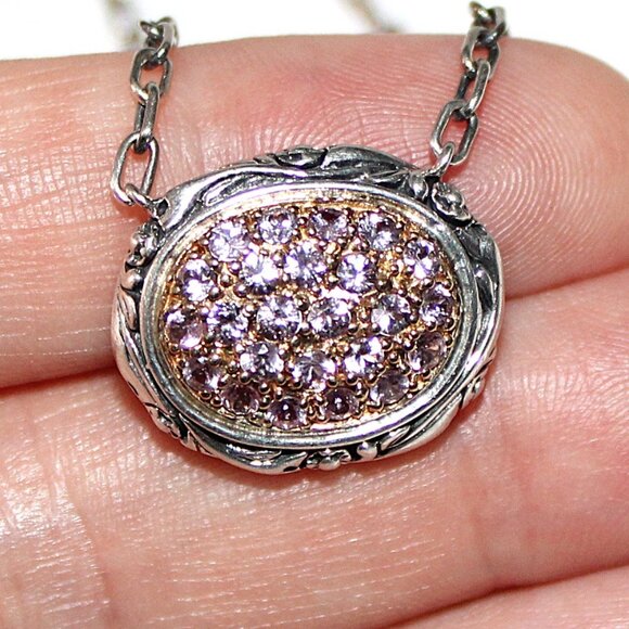 Lyric Sterling & 18kt Gold Pink Topaz Floral Necklace - Picture 8 of 8